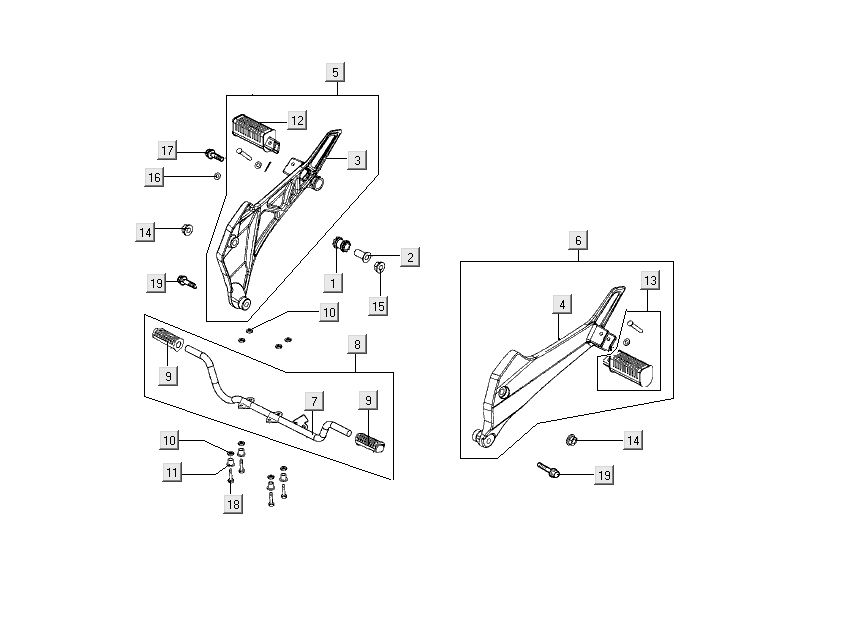 Fußstützen Kymco Nexxon 4-Takt dunkelgrau