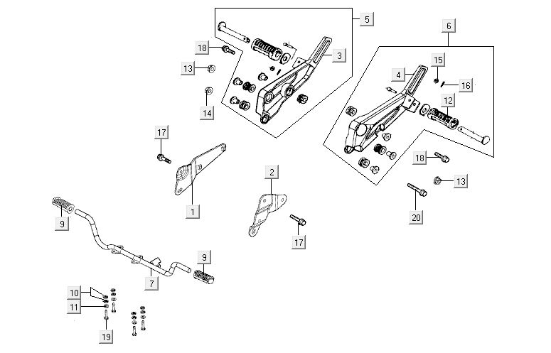 Fußstütze Kymco Activ 4-Takt blau-schwarz