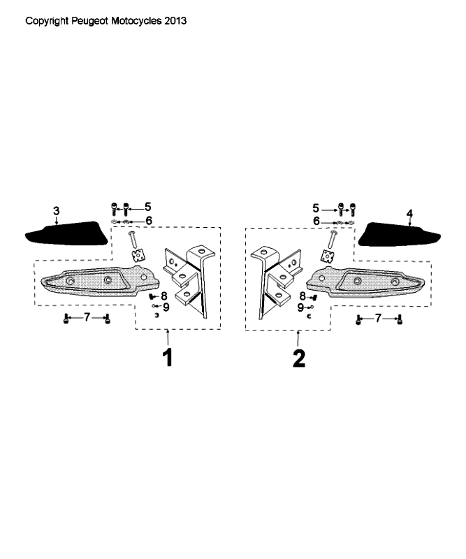 Fußstütze Peugeot Citystar 50 Braun