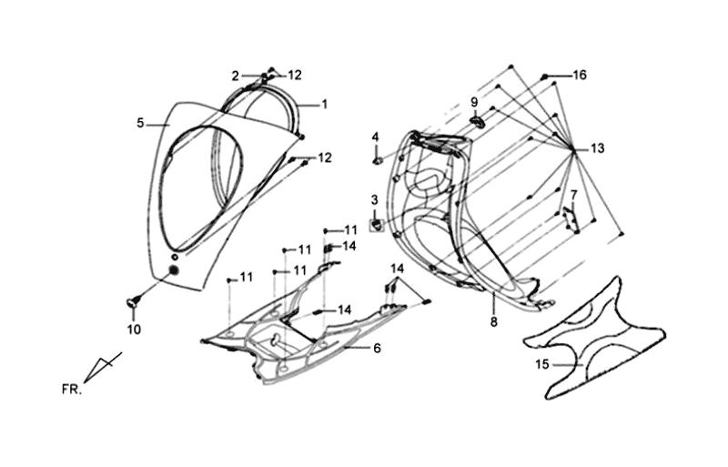 Trittbrett für Vorderbein vorne Sym Mio (alle Farben)