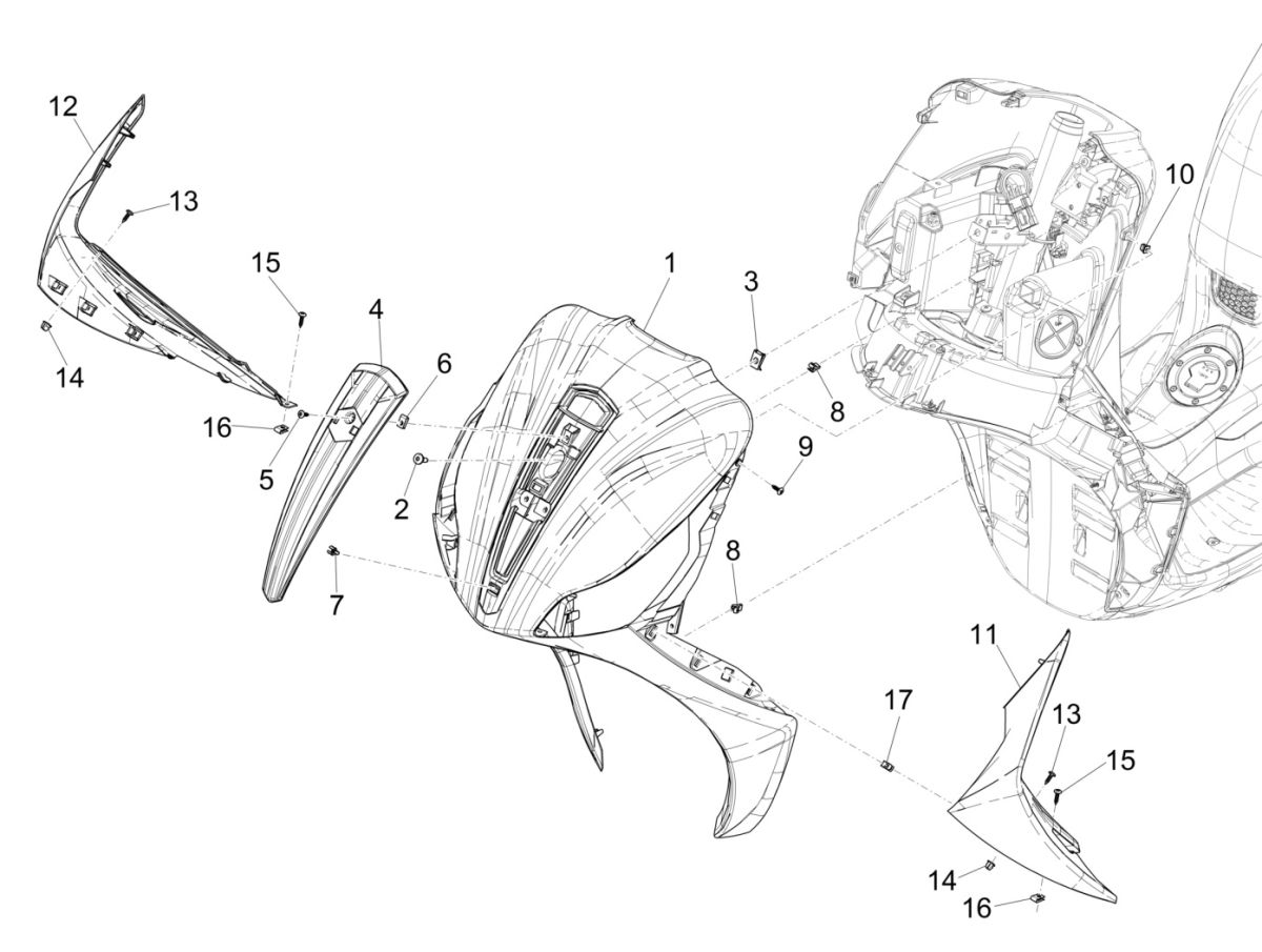 Piaggio Medley 125 4T IE ABS E4 2016-2019 Frontplatte (EMEA)