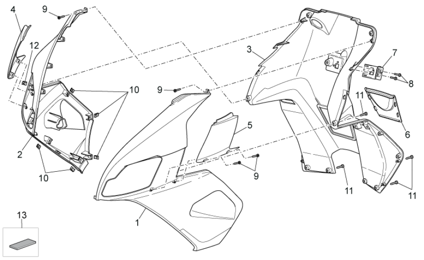 Frontabdeckungen III Aprilia SR 50 H2O dH+Vergaser 2004-2009