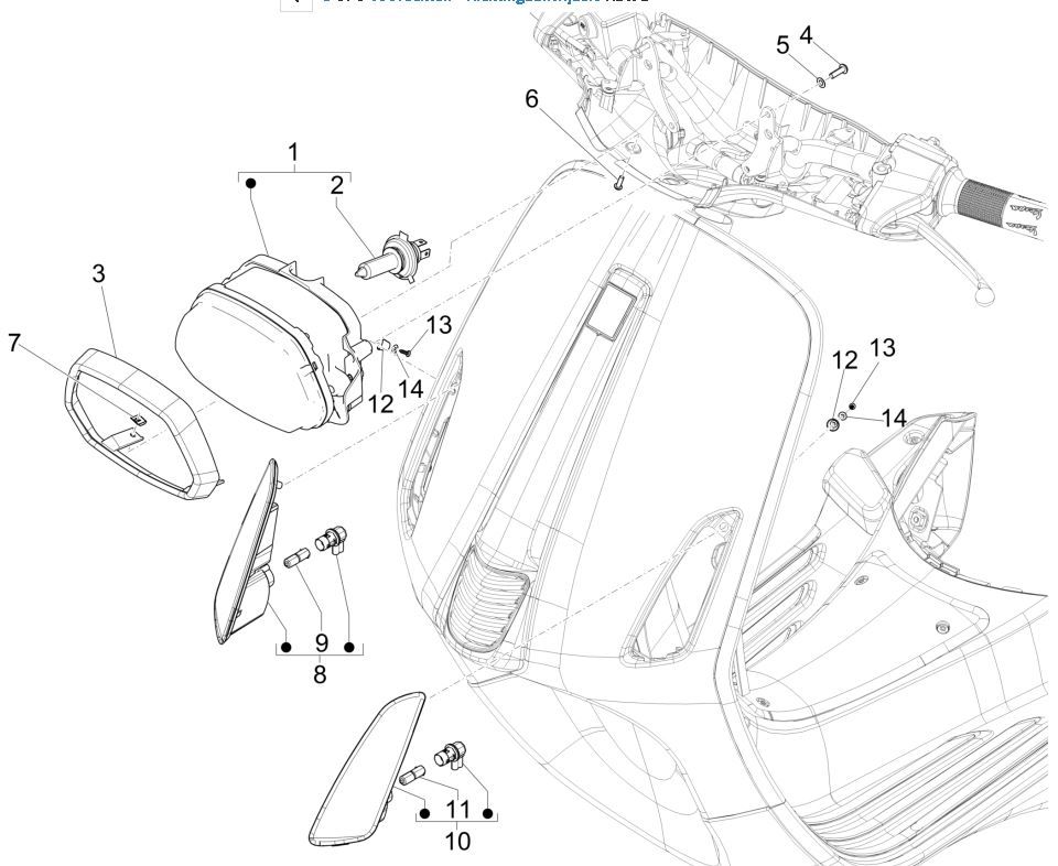 Vorderlichter - Blinker Vespa Sprint 125 4T 3V IE ABS