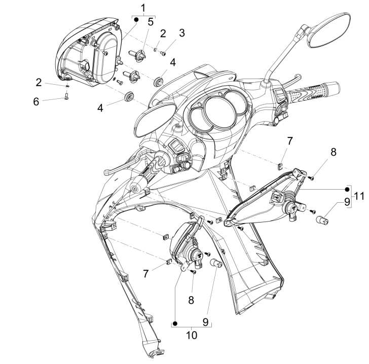 Frontscheinwerfer - Piaggio Beverly 125 RST 4T 4V IE E3 2010-2015 (EMEA)