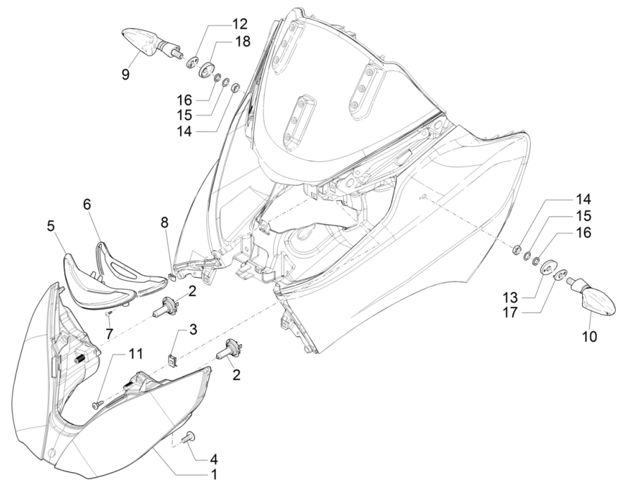 Frontlichter - Blinker Piaggio MP3 350 Maxi Sport E4 ABS 2018-2020 (EMEA)