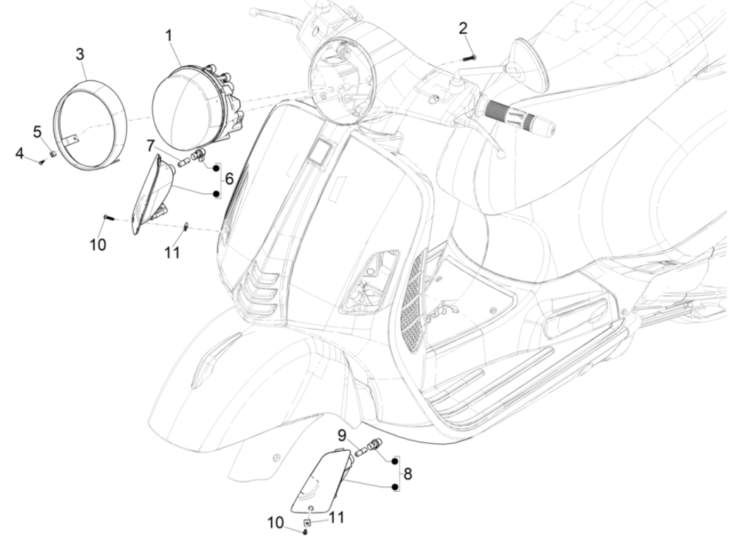 Frontlichter - Vespa GTS 125 4T E4 ABS 2019 Blinker (EMEA)