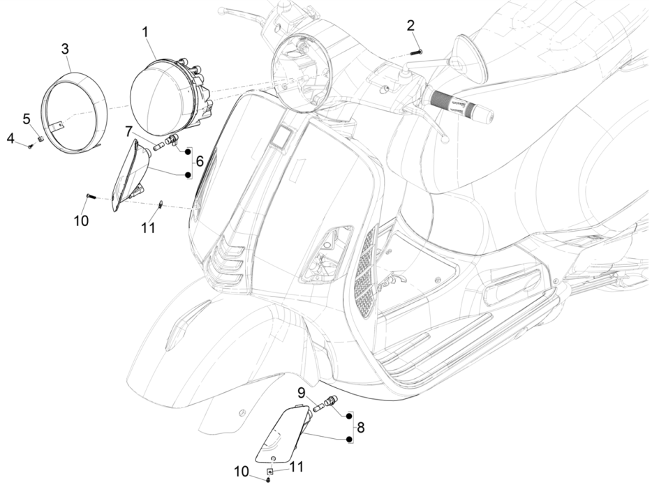 Frontlichter - Vespa GTS 125 4T E5 ABS 2021 Blinker (EMEA)