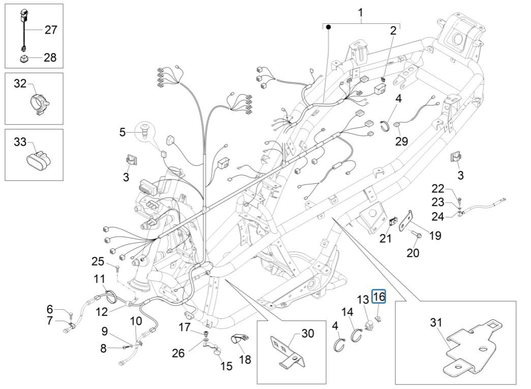 Hauptkabelgruppe Piaggio MP3 300 ie E4 LT BUSINESS - SPORT NOABS-ABS 2016 - 2018 (EMEA)