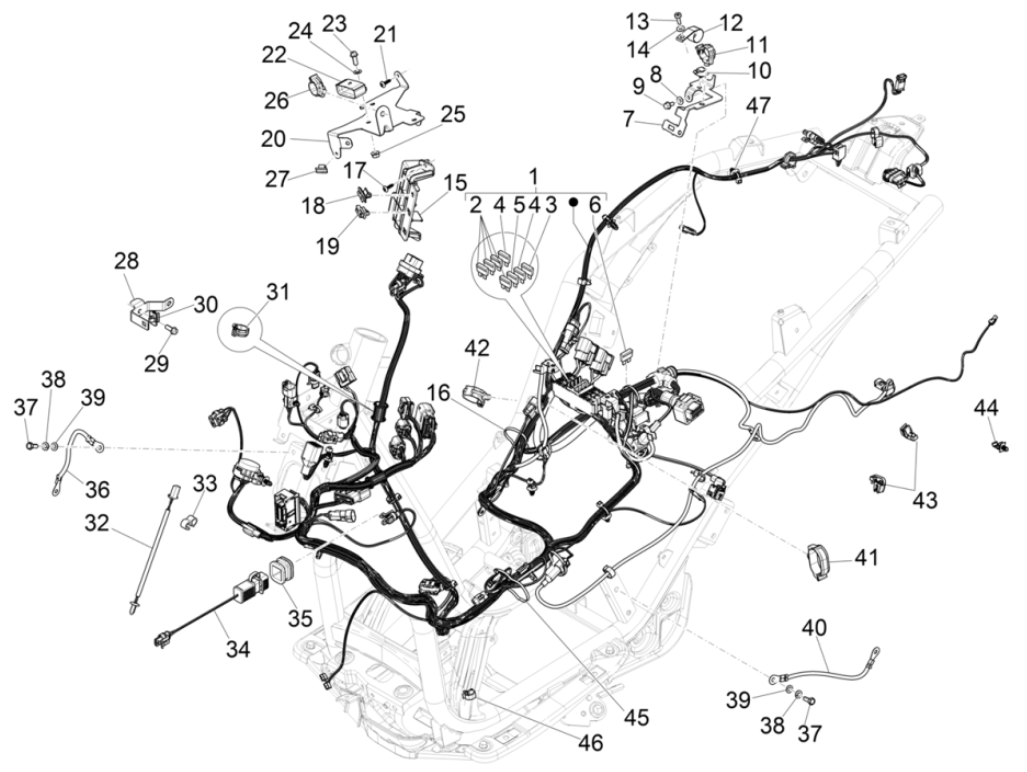 Hauptkabelgruppe Piaggio Beverly 300 4T 4V HPE ABS E5 2021-2022 (EMEA)