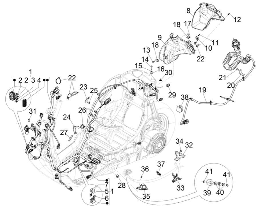 Vespa Eletrica 45KM/H E5 2021 (EMEA) Hauptkabelgruppe