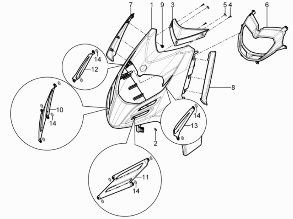 Piaggio Typhoon 50 2-Takt Euro 3 2011 Frontabdeckung