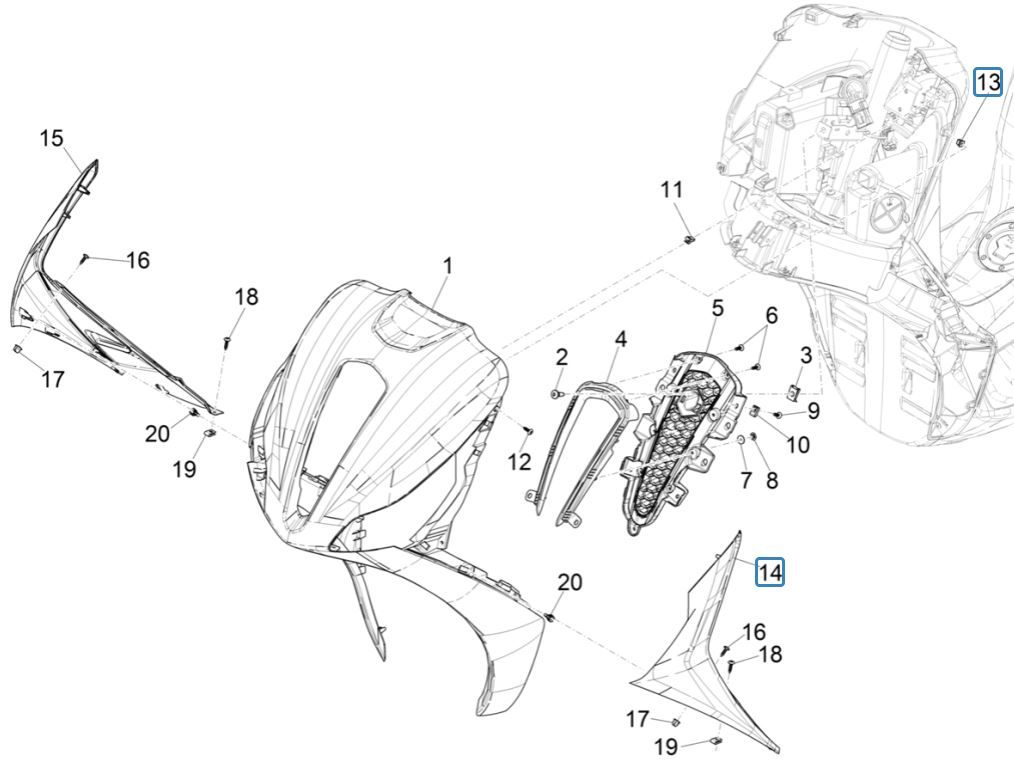 Piaggio Medley 125 ABS E5 2021-2022 Frontplatte (EMEA)