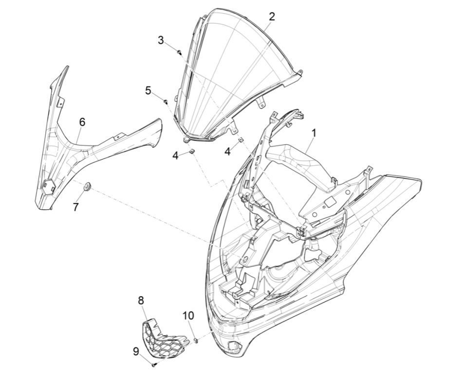 Piaggio MP3 300 HPE /300 HPE SPORT E5 ABS 2020-2022 Frontplatte (EMEA)
