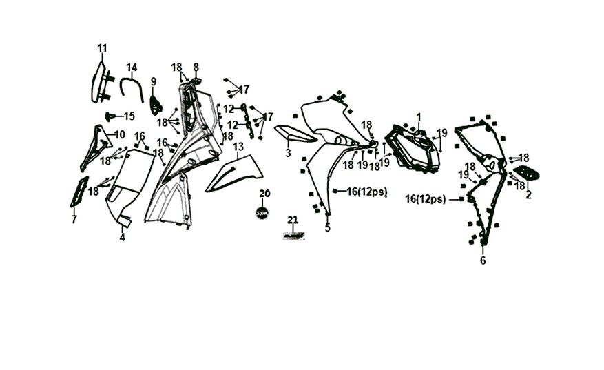 Frontplatte Innenplatte Blinker Sym Jet 14 blau (BU-289S)