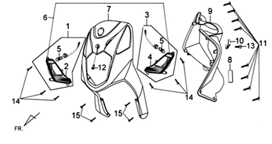 Voorplaat/ binnenplaat/ knipperlichten Sym XPRO 50 4-takt AC Euro 4 Black (BK-5560OS)