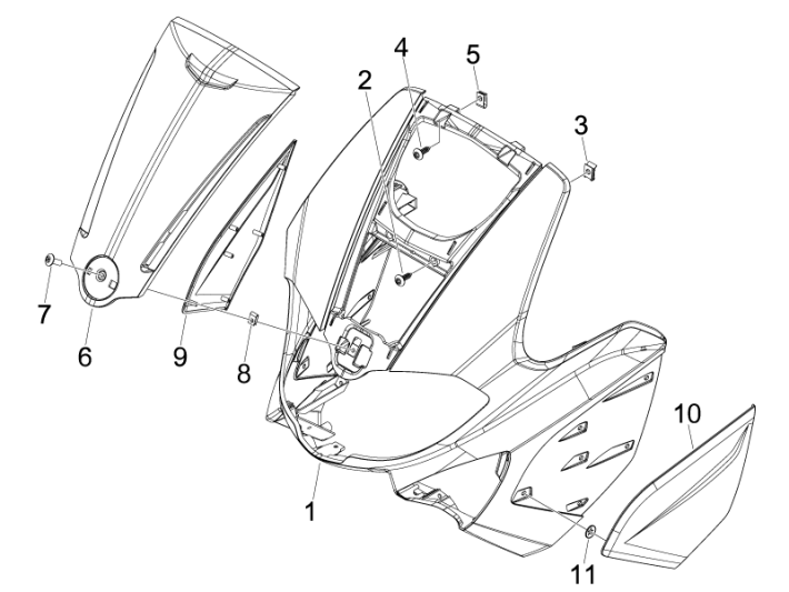 Frontplatte Gilera Runner 50 SP 2010-2017 roter Drache 894