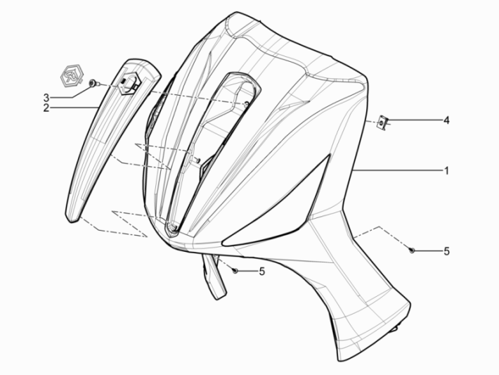 Frontplatte Piaggio Beverly 350 E3 Sport Touring 2013-2014 grau 760/B