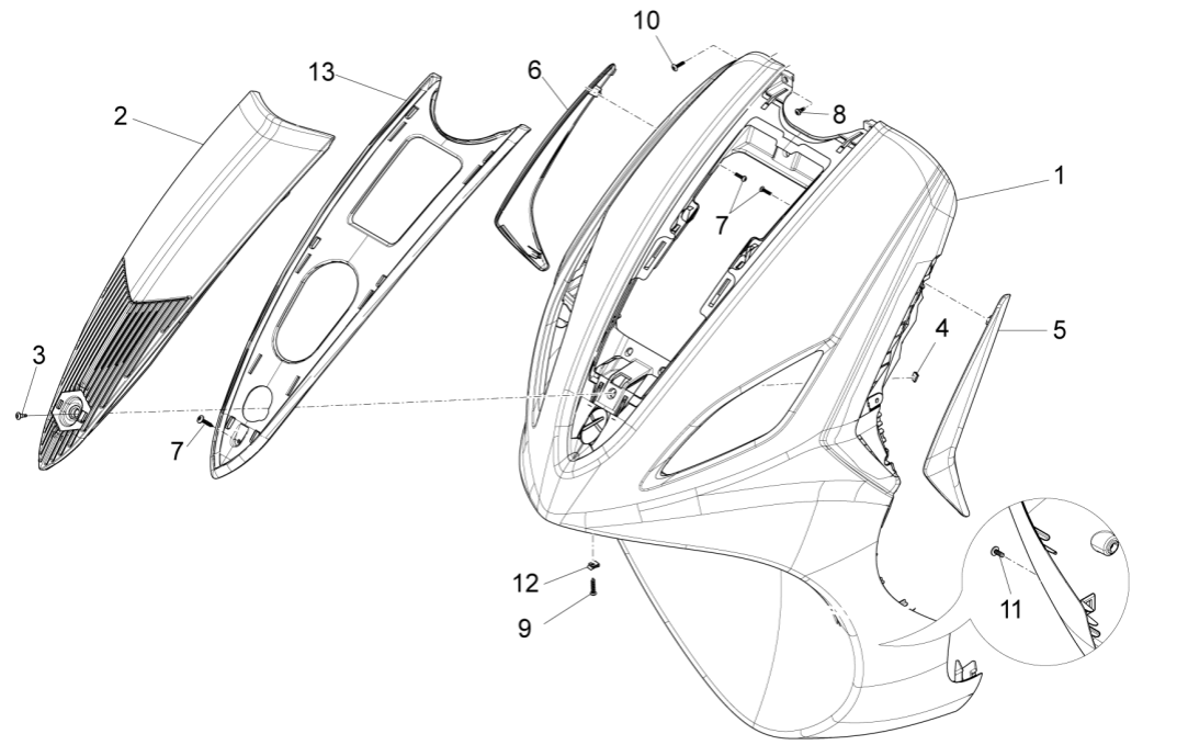 Piaggio Fly 125 4-Takt 3V IE E3 Frontplatte