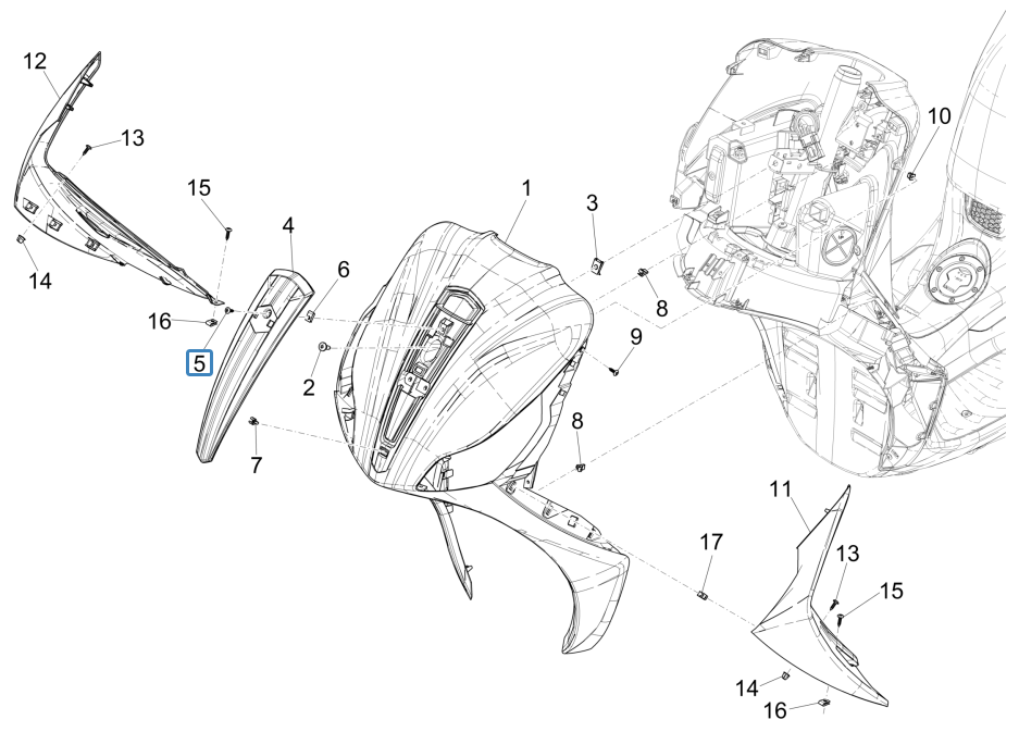 Piaggio Medley 150 4T IE ABS E4 2016-2020 Frontplatte (EMEA)