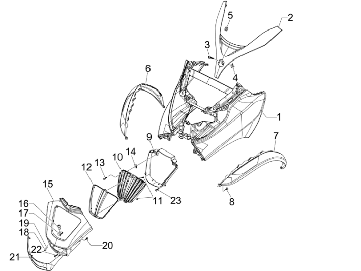 Frontplatte Piaggio MP3 300LT Sport 2009-2014 Stern weiß 595