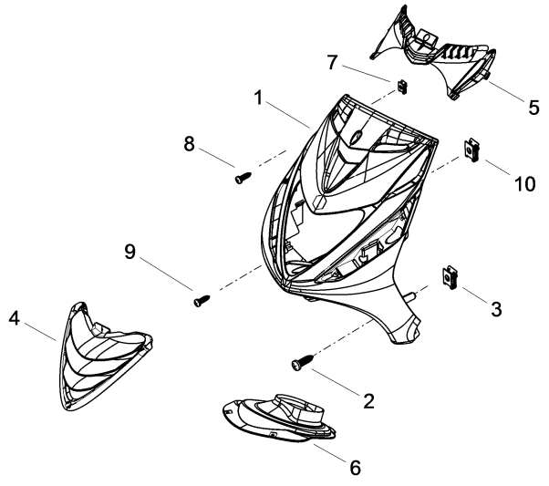 Frontplatte Piaggio Zip 50 SP 2006-2013 roter Drache 894