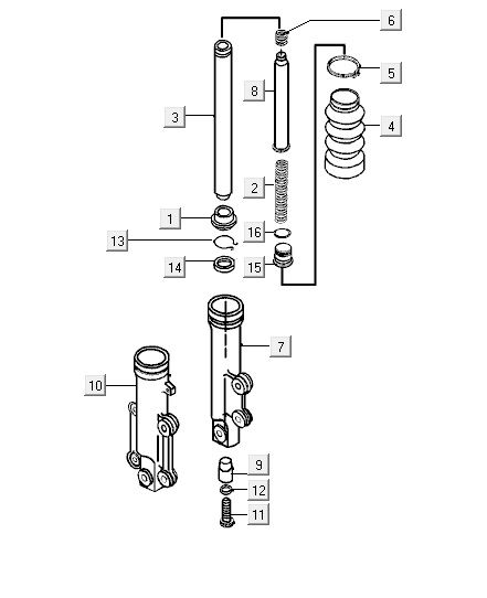Vorderbein Kymco ZX 2t ac blau-silber