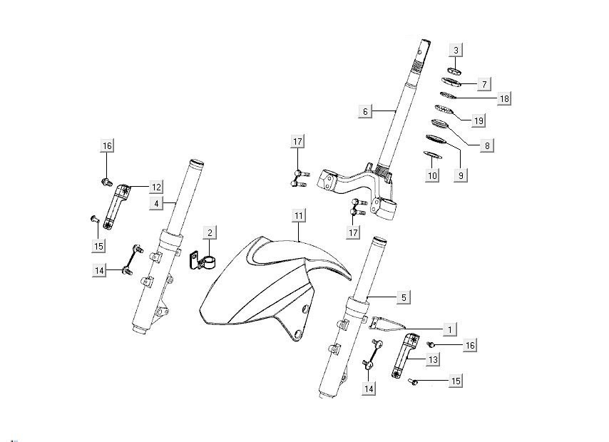 Vorderradfender - Vorderradgabel Kymco New Dink 4-Takt deep ocean blue