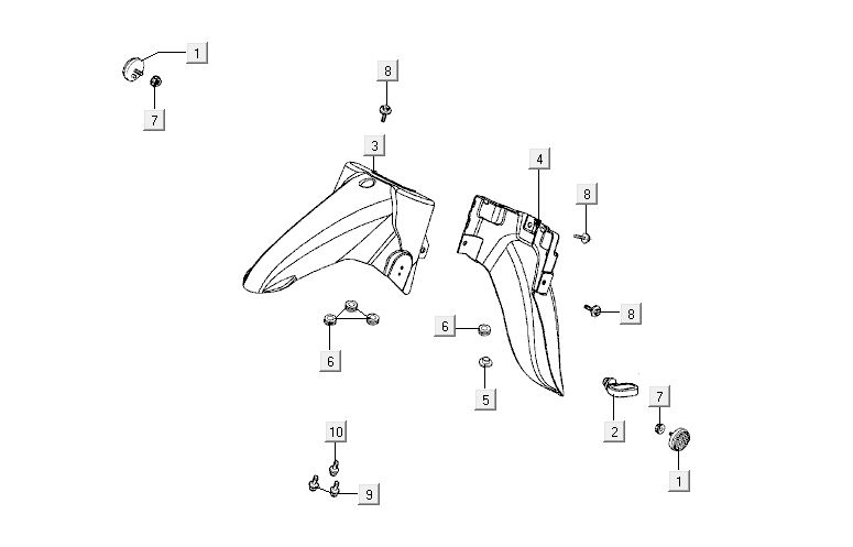 Kotflügel vorne Kymco Activ 4-Takt blau-schwarz