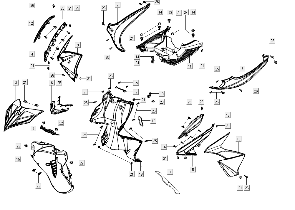 Kotflügel vorne Kymco Super8 Street 50i E4 Matt Schwarz