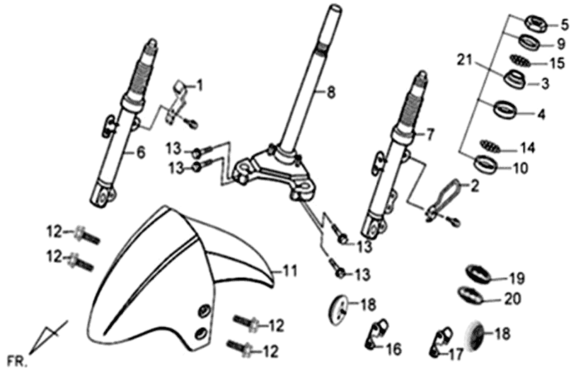 Kotflügel Vorderradgabel Headset Sym Jet 4 (GY7450U) grau