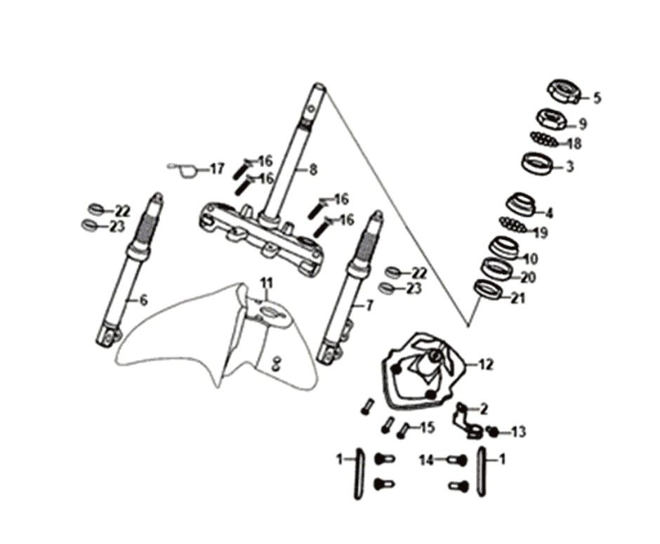 Vorderradkotflügel Vorderradgabel Steuersatz Sym Jet 14