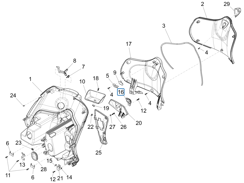 Piaggio Fly 125 4-Takt 3V IE E3 Frontkoffer