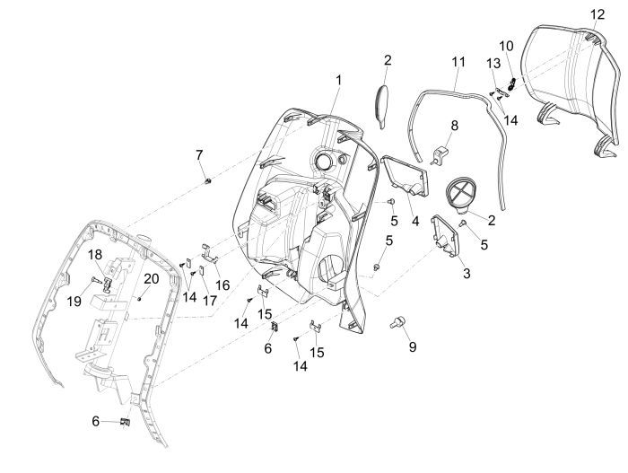 Beinschild Vespa Sprint orange 890/a