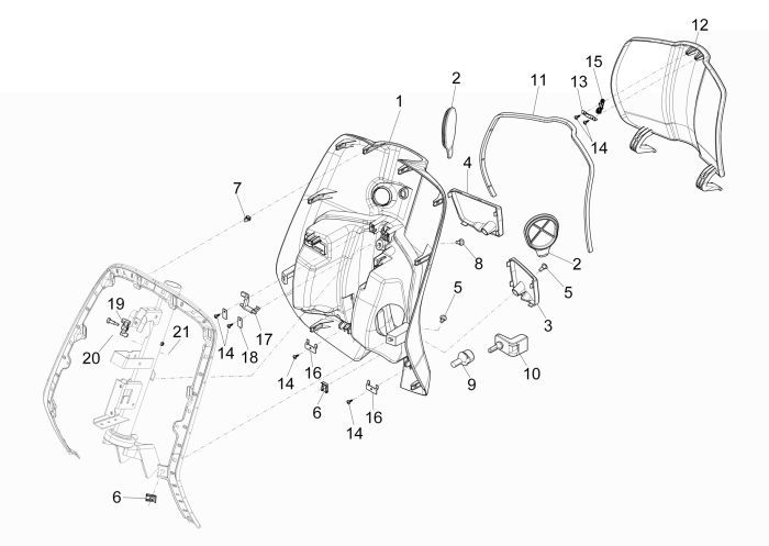 Beinschild Vespa Primavera 2-Takt blau 260/A