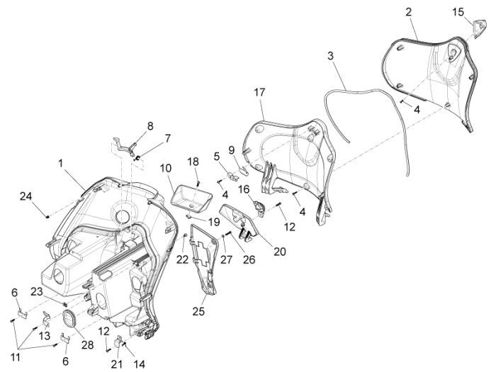 Kotflügel Piaggio New Fly 4-Takt 4-Ventil rot 854a