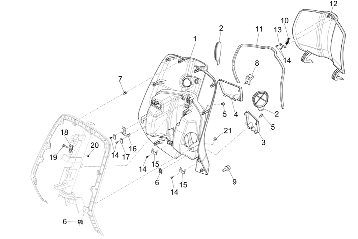Vespa Sprint 4-Takt-Beinschild mit 3 Ventilen (Euro5-Injektion IGET)
