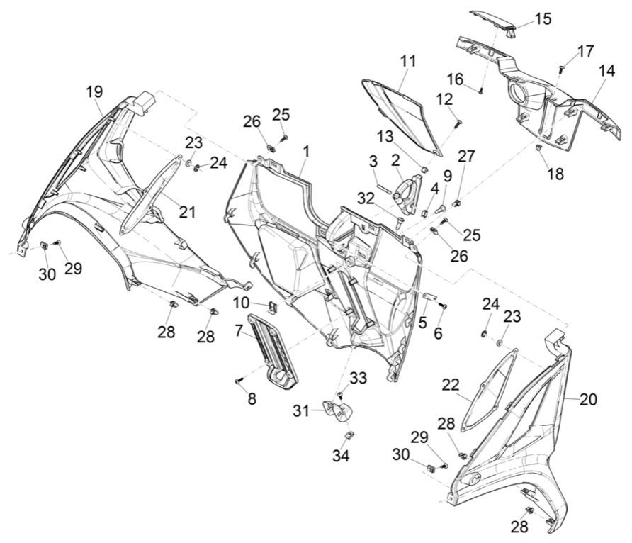 Vordere Hülle - Piaggio MP3 300 HPE/300 HPE/300 HPE SPORT E5 ABS 2020-2022 (EMEA)