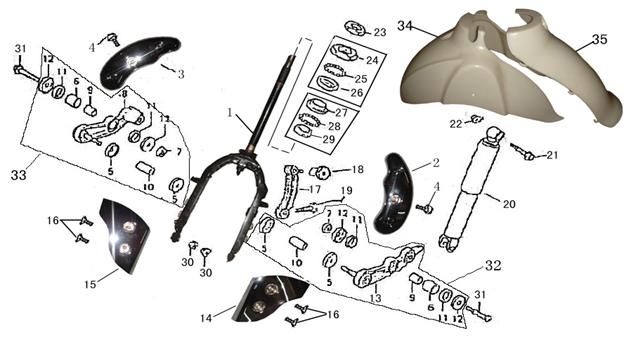 Vordergabel-Schutzblech China LX weiß