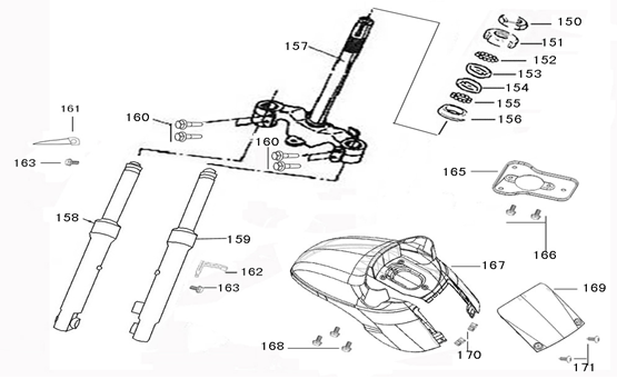 Vordergabel-Kotflügel China Star50 cremegrau