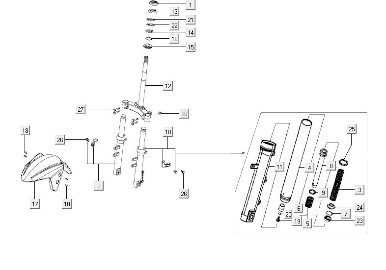 Vordergabel Kotflügel Kymco Agility RS 4-Takt rot