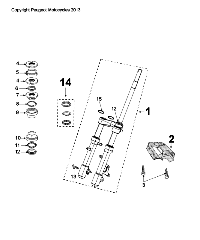 Vordergabel - Headset Peugeot Citystar 50 Schwarz