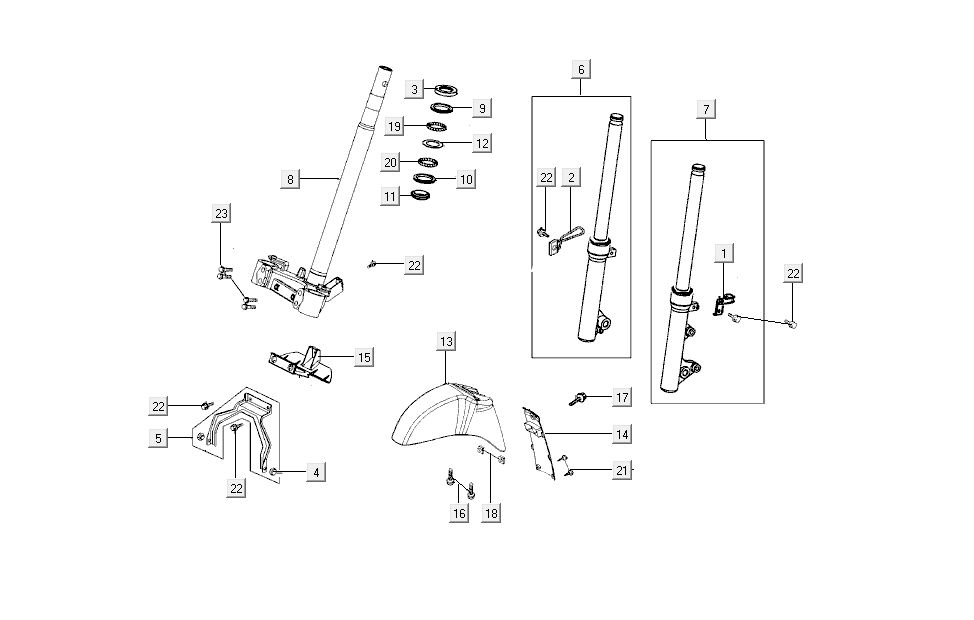 Vordergabel - Kotflügel Kymco New Sento 4-Takt 50i schwarz