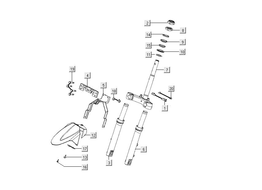 Vordergabel - Kotflügel Kymco People S 4-Takt diamantschwarz