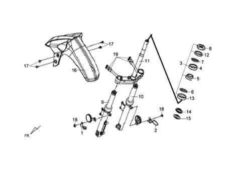 Voorvork - voorbord - balhoofdstel Sym Crox 50 E3 ZWART/GRIJS (BK-5560S/GY-7450U)