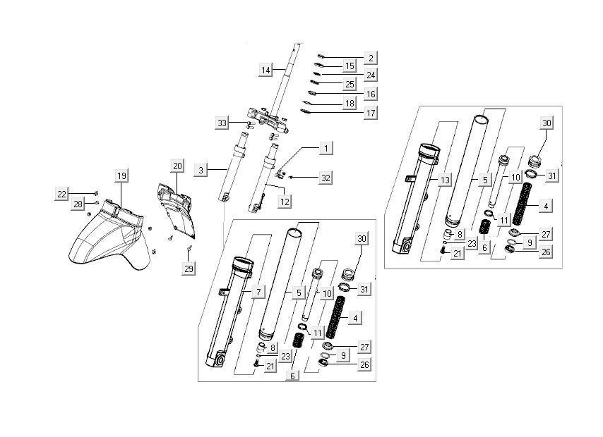 Vorderradgabel - Kotflügel vorne Kymco Like 4-Takt diamantweiß wie T T