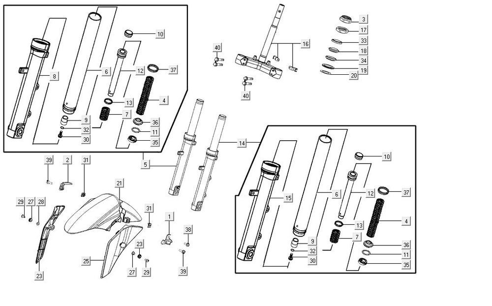 Vordergabel AGILITY 16+ 4T 125 Mattes Metallic-Silber