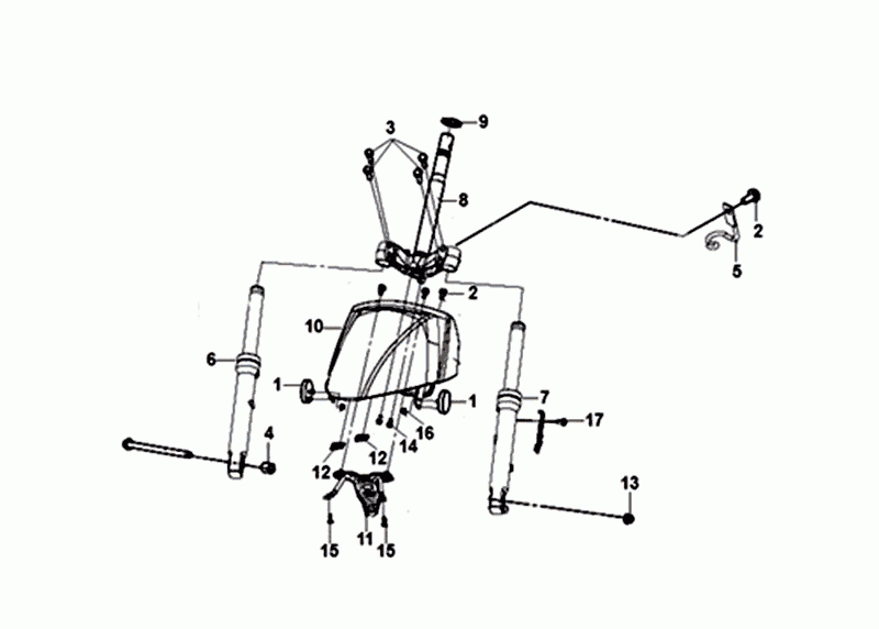 Vordergabel Headset Sym Mio 50I (GY-7450U BK-001C) Grau Schwarz
