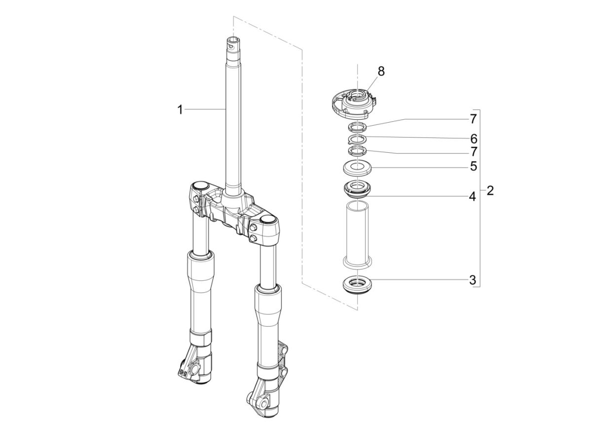 Piaggio Beverly 300 IE ABS E4 2016—2020 Vorderradgabel (EMEA)