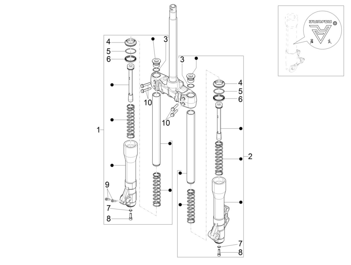Vorderradgabel - Ersatzteile (Mingxing) Piaggio Beverly 300 IE ABS E4 2016 - 2020 (EMEA)