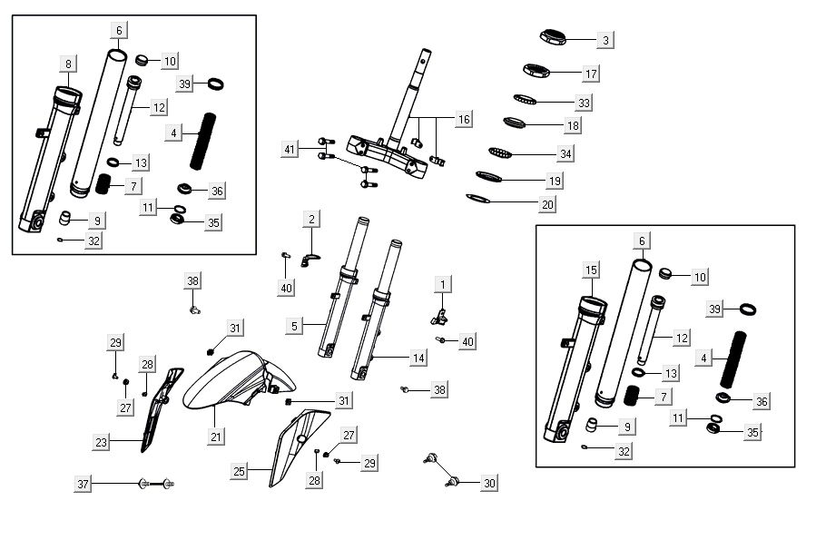 Telegabel Kymco Agility 16'+ 4t glänzend schwarz